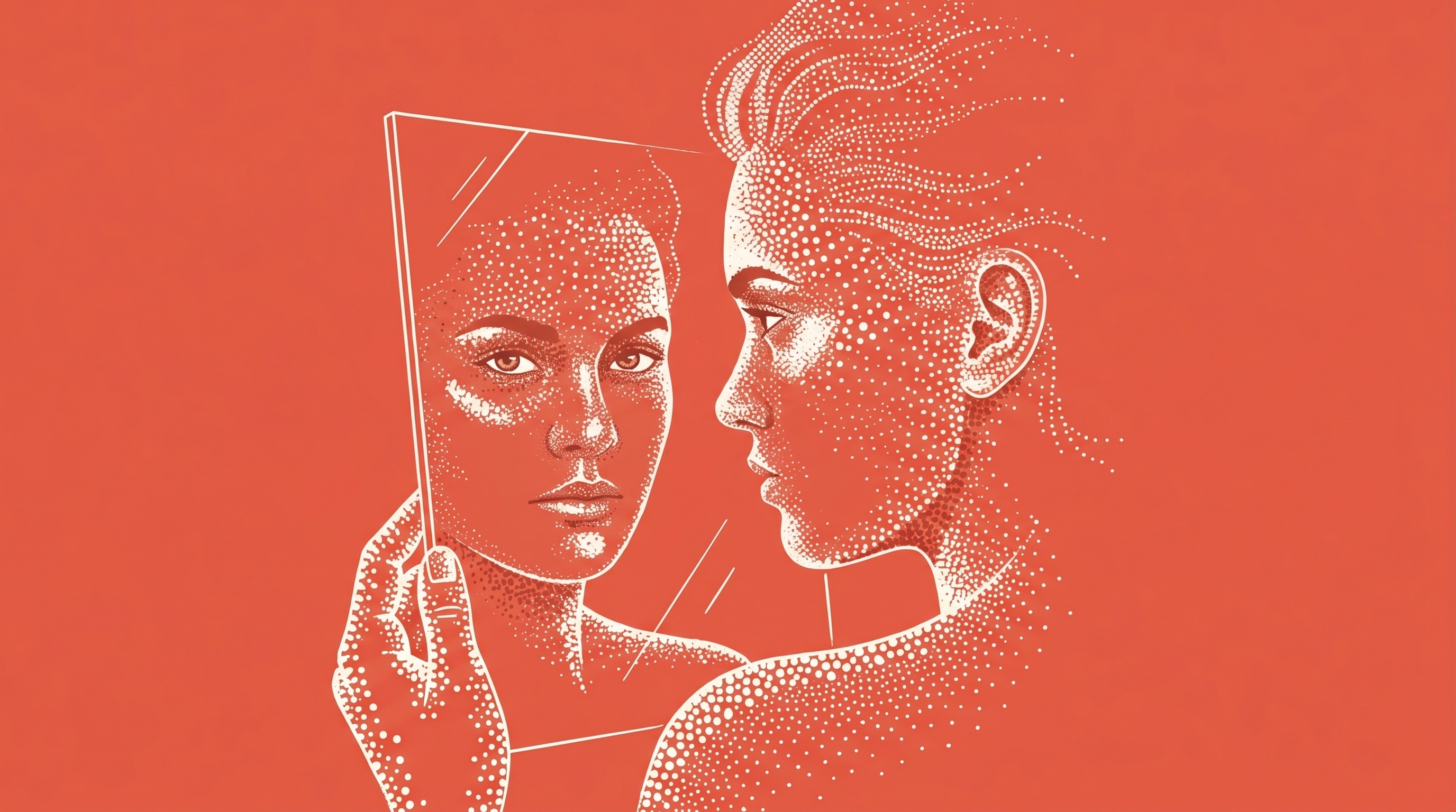 Woman looking into a mirror
